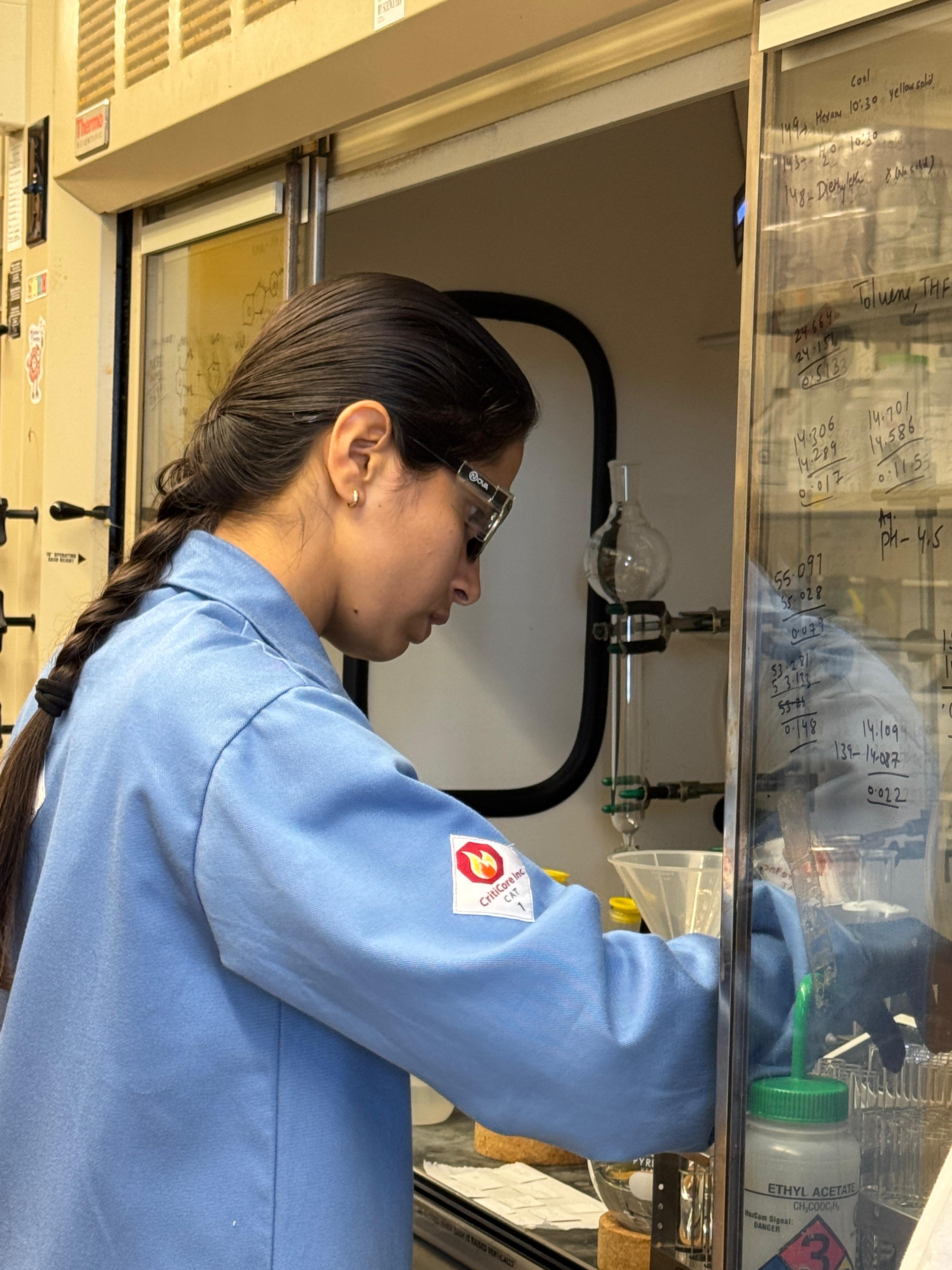 Khushbu in a chemistry lab